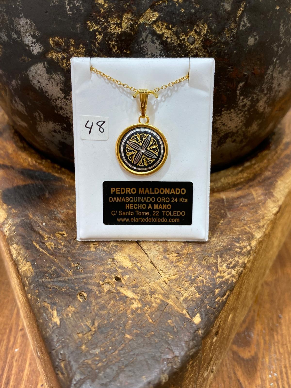 Colgante Flor de Oro Damasquinado 24kt