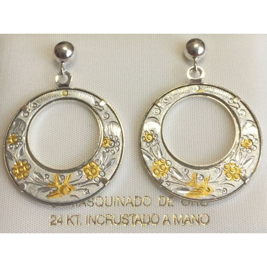 PENDIENTES damasquinados en oro y plata a mano Ref: 3