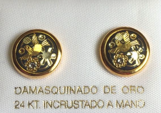 PENDIENTES, damasquinado en oro, incrustados a mano Ref: 6