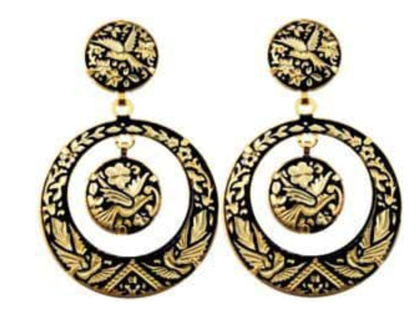 Pendientes con damasquinado en oro. Ref: 222026ra