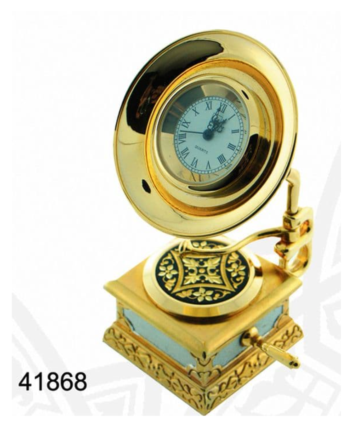 Gramófono con reloj, S.XX damasquinado en oro. Ref: 41868